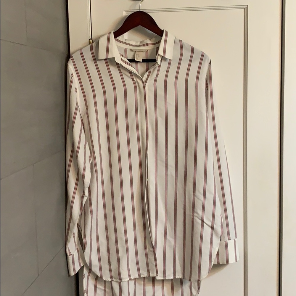 H&M button down side split tunic shirt